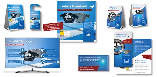 Point-Of-Sale Material aus Karton für teilnehmende Werkstätten.